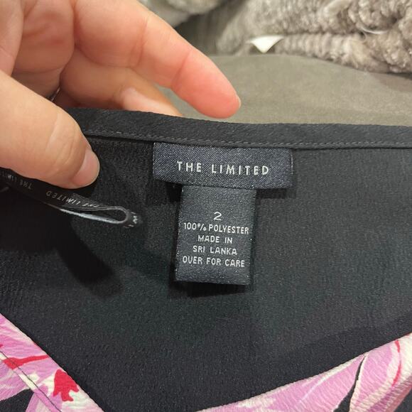 The Limited Floral Skirt Size 2 Y2K Black Pink Flower Print Pencil Ruffle Hem - Picture 6 of 7